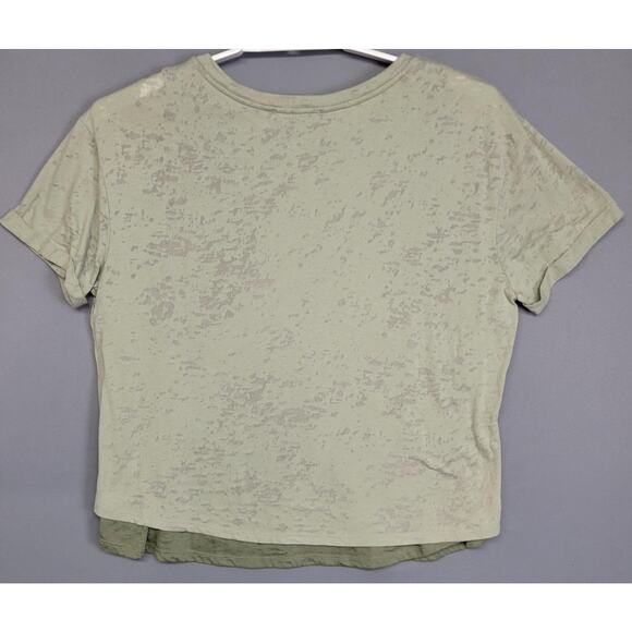 eri + ali for Anthropologie Top Womens L Sage Green Burnout Layered Tee Utility - Picture 12 of 13